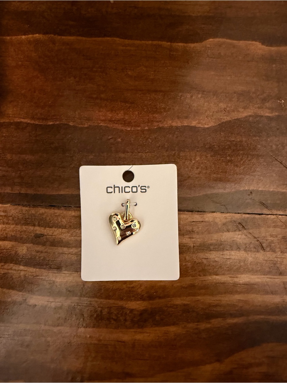 Chico's Gold Heart Pendant with Stud Accents